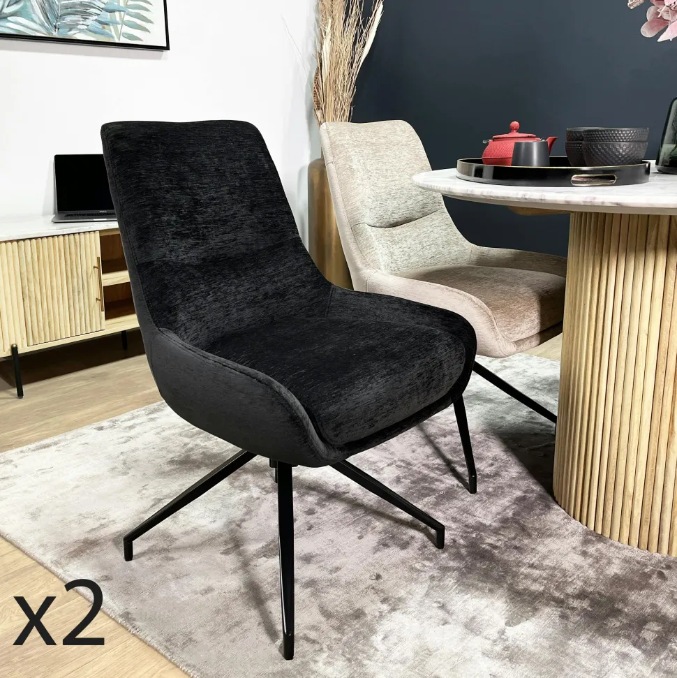 Chaise en velours havane (lot de 2) MALMOE