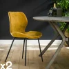 Chaise en velours jaune moutarde MELBOURNE (lot de 2)