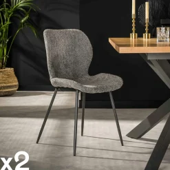 Chaise en velours jaune moutarde MELBOURNE (lot de 2)
