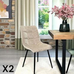 Chaise en velours noir motif damier (lot de 2) PALERME