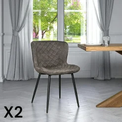Chaise en velours piqué moutarde (lot de 2) MELBOURNE