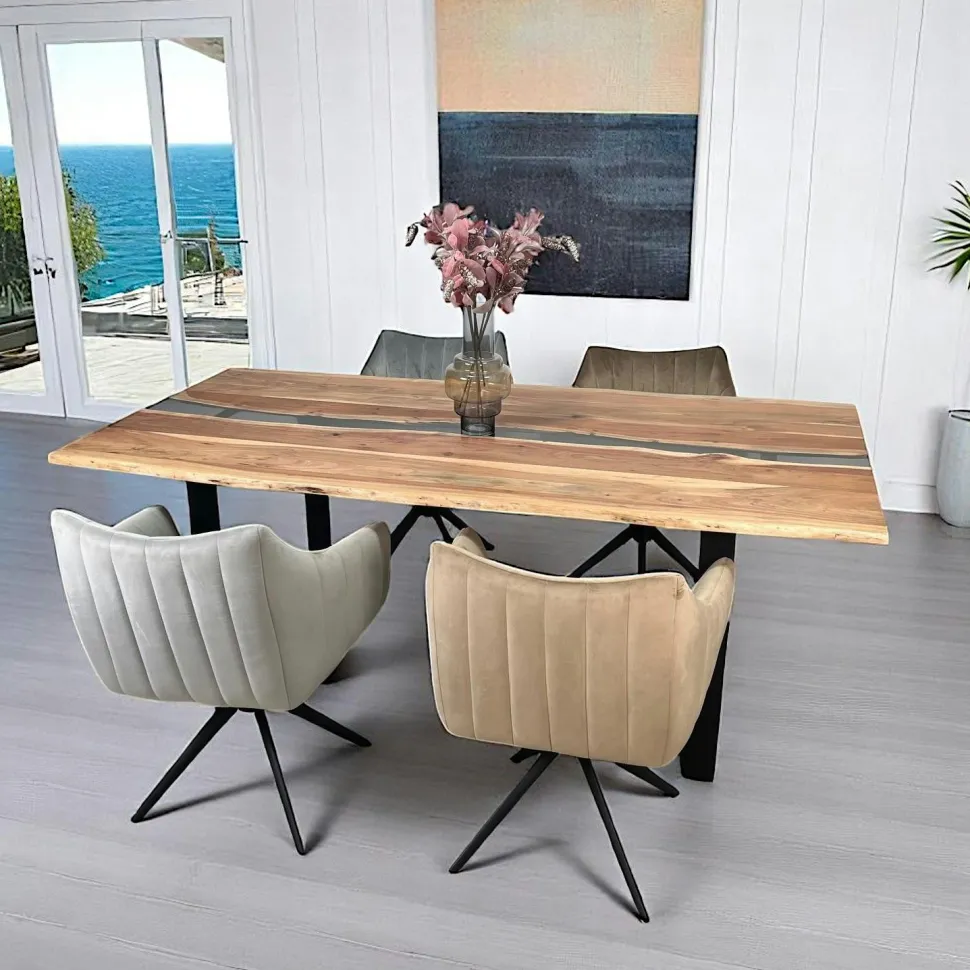 Chaise en velours piqué taupe (lot de 2) MELBOURNE