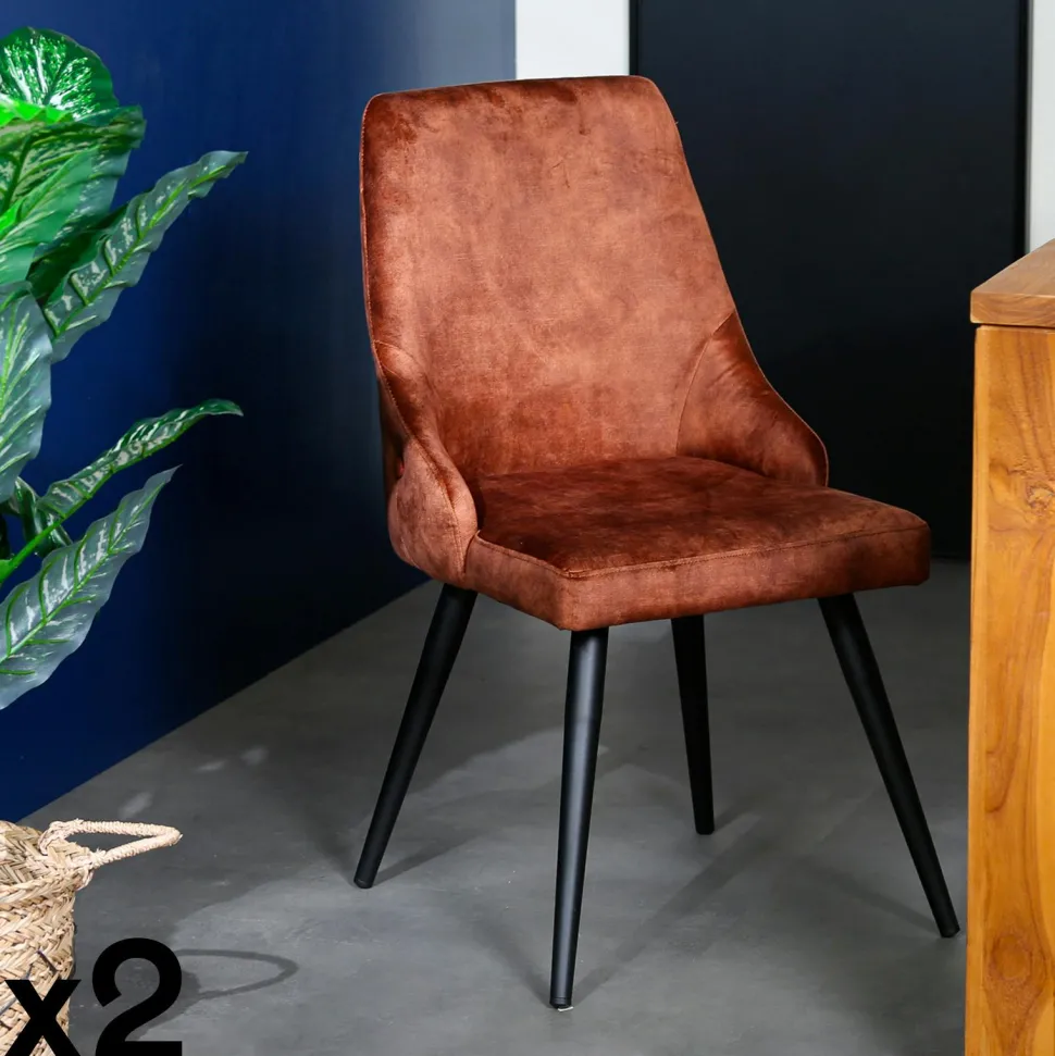 Chaise en velours vert kaki (lot de 2) MALMOE