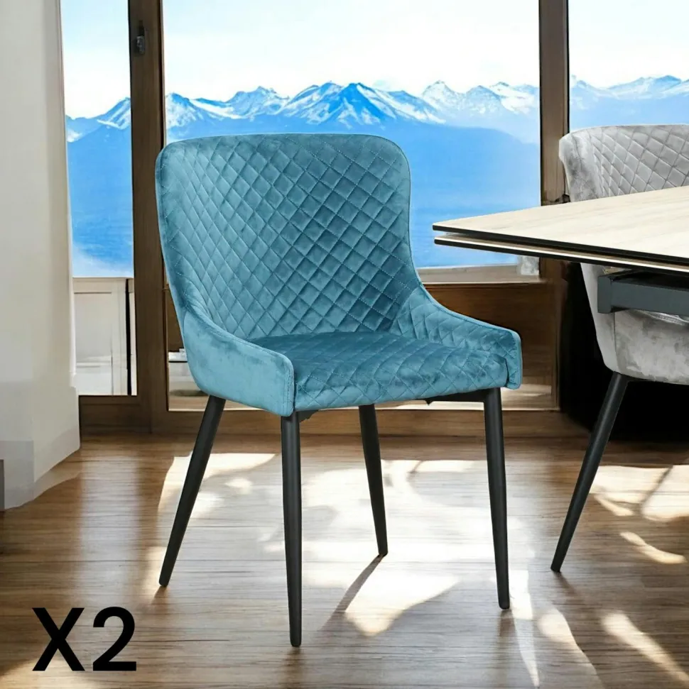 Chaise grise en velours (lot de 2) ARLINGTON