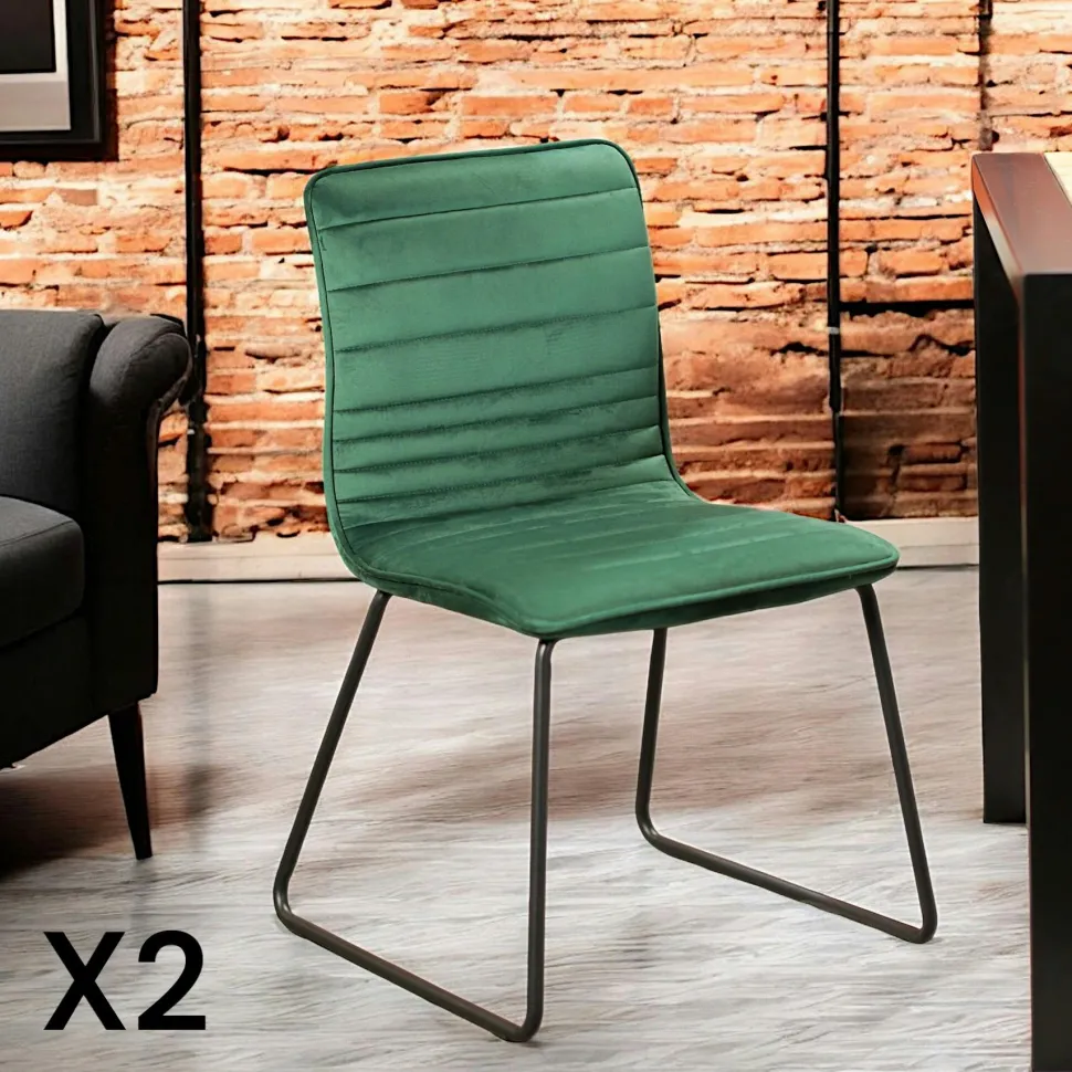 Chaise grise motif ligne (lot de 2) BURGOS