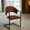 Chaise industrielle confort avec assise en microfibre chocolat
