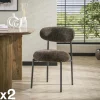 Chaise marron moderne en velours tissé (lot de 2) CREEK