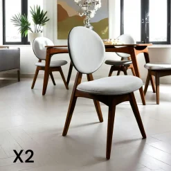 Chaise médaillon écrue - style moderne (lot de 2) DILI