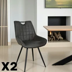 Chaise moutarde avec poignée (lot de 2) MALMOE