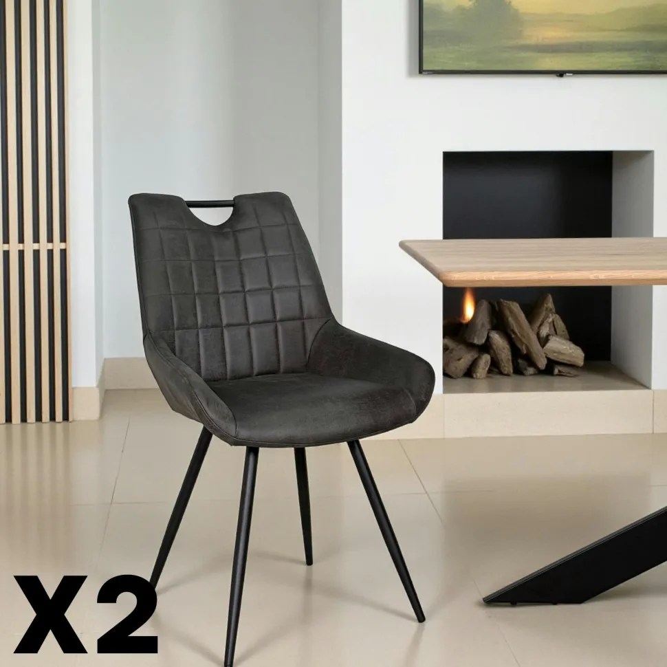 Chaise moutarde avec poignée (lot de 2) MALMOE