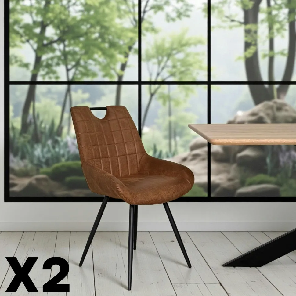 Chaise moutarde avec poignée (lot de 2) MALMOE