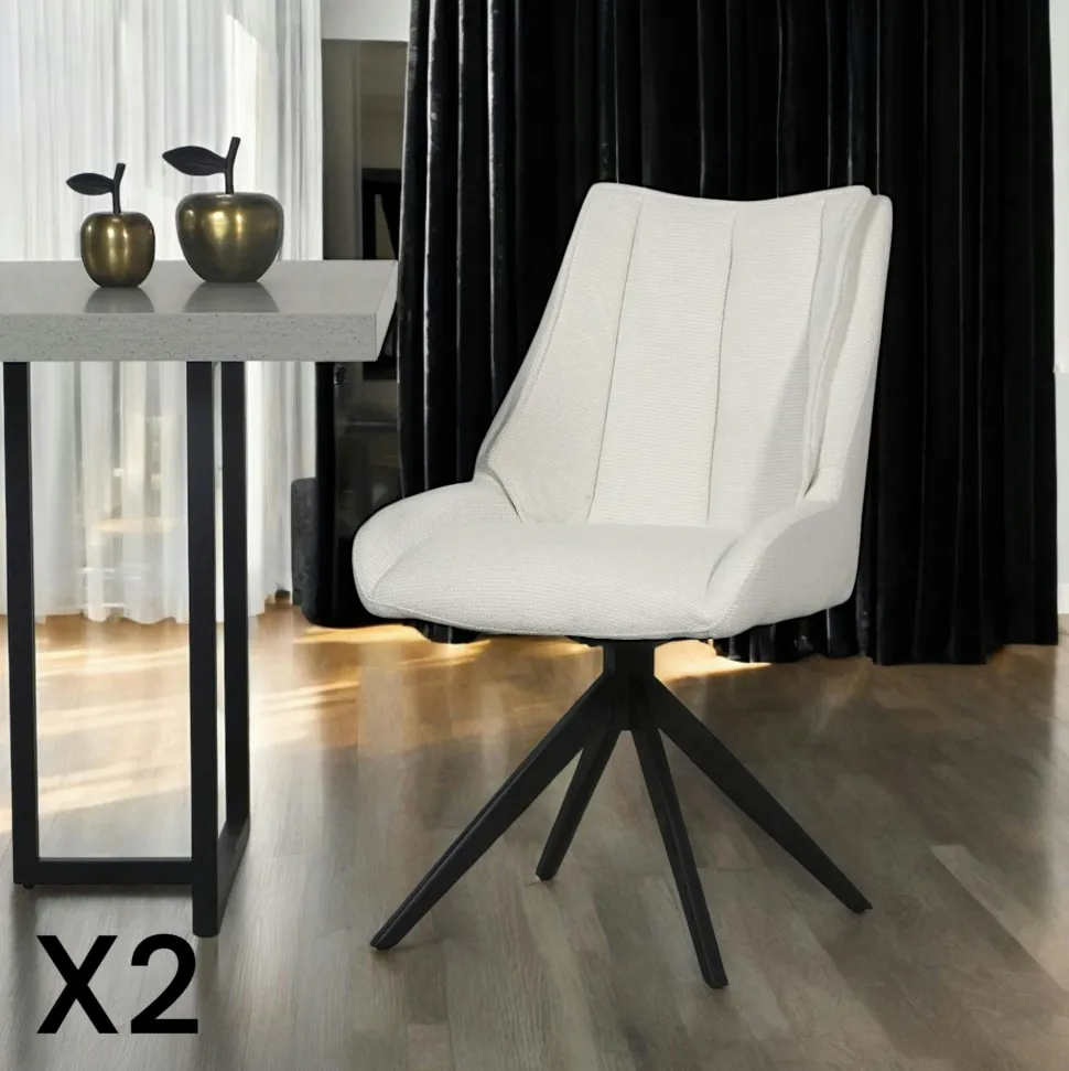 Chaise moutarde pivotante en velours texturé (lot de 2) IENA