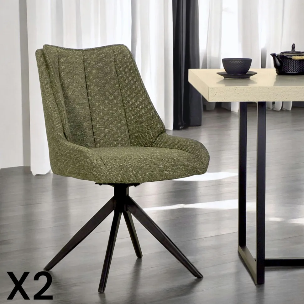 Chaise moutarde pivotante en velours texturé (lot de 2) IENA