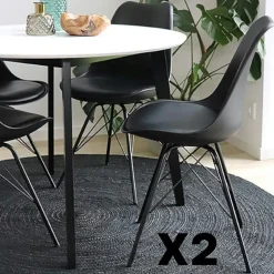 Chaise noire basique avec pieds métal (lot de 2) LOTA