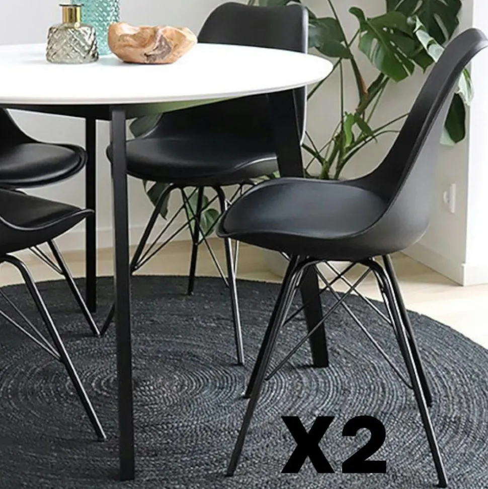 Chaise noire basique avec pieds métal (lot de 2) LOTA