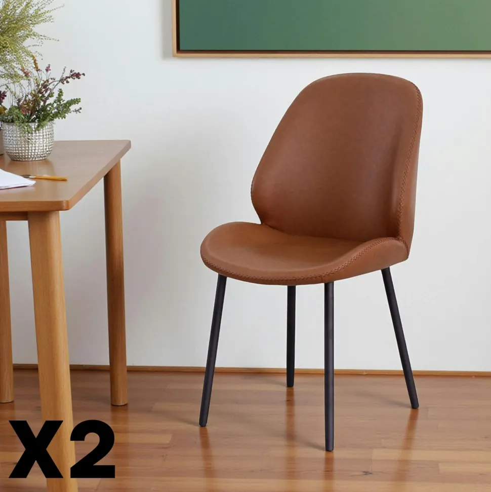 Chaise noire moderne avec surpiqure (lot de 2) BERLIN