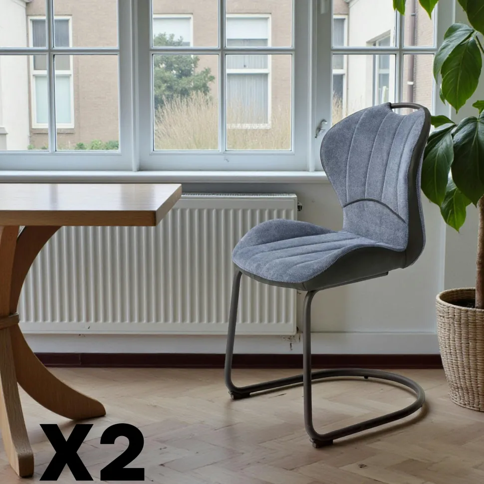 Chaise pied luge bi-matière en tissu moutarde (lot de 2) LIGURIE