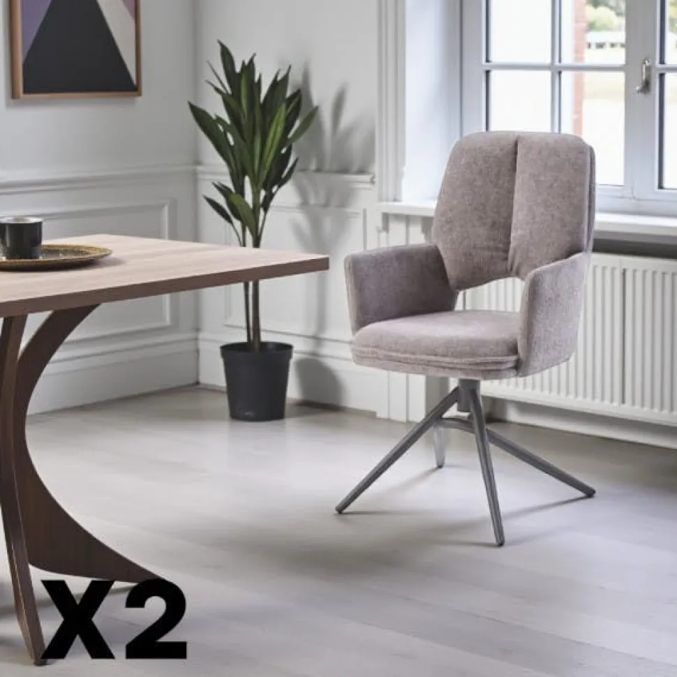Chaise pivotante anthracite double coussinage (lot de 2) LIGURIE