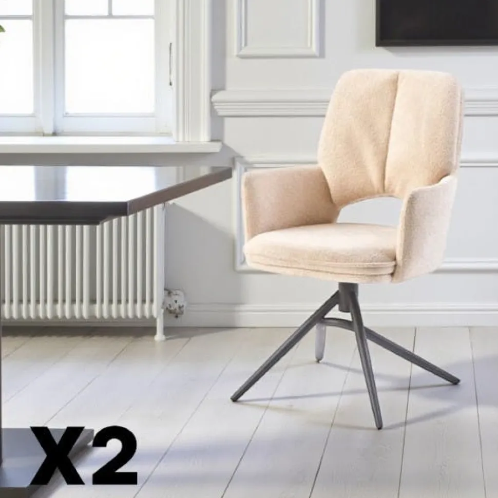 Chaise pivotante anthracite double coussinage (lot de 2) LIGURIE
