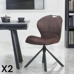 Chaise pivotante caramel avec dossier courbe, (lot de 2) LOMBARDIE