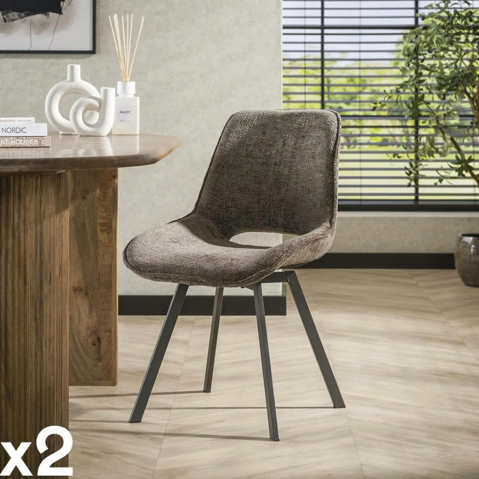 Chaise pivotante confort – taupe, dos ajouré (lot de 2) ASCOLI