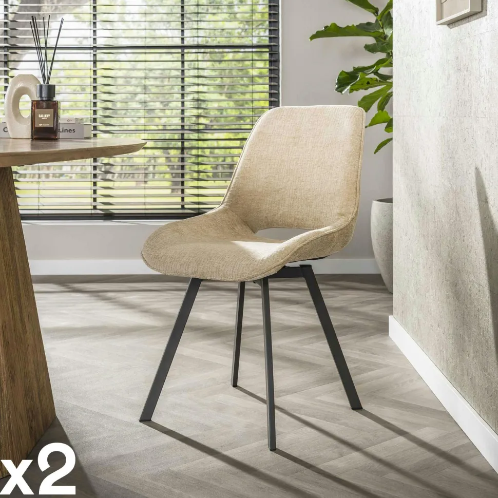 Chaise pivotante confort – taupe, dos ajouré (lot de 2) ASCOLI
