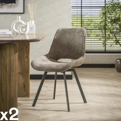 Chaise pivotante confort – grège, dos ajouré (lot de 2) ASCOLI