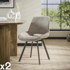 Chaise pivotante confort – grège, dos ajouré (lot de 2) ASCOLI