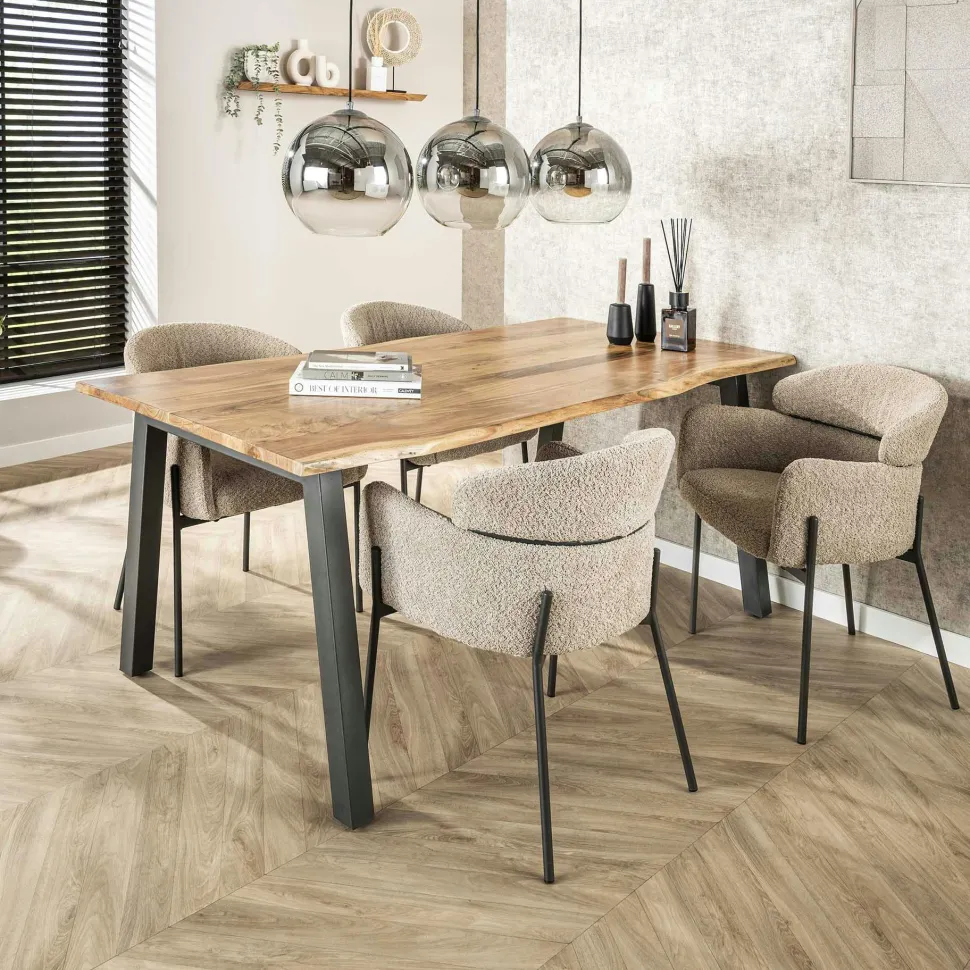 Chaise pivotante de salle à manger en velours texturé taupe (lot de 2) MELBOURNE