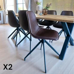 Chaise pivotante grise avec couture (lot de 2) AMSTERDAM