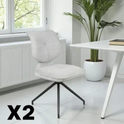 Chaise pivotante grise dossier double (lot de 2) LIGURIE