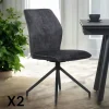 Chaise pivotante grise en velours patiné avec poignée (lot de 2) LOMBARDIE