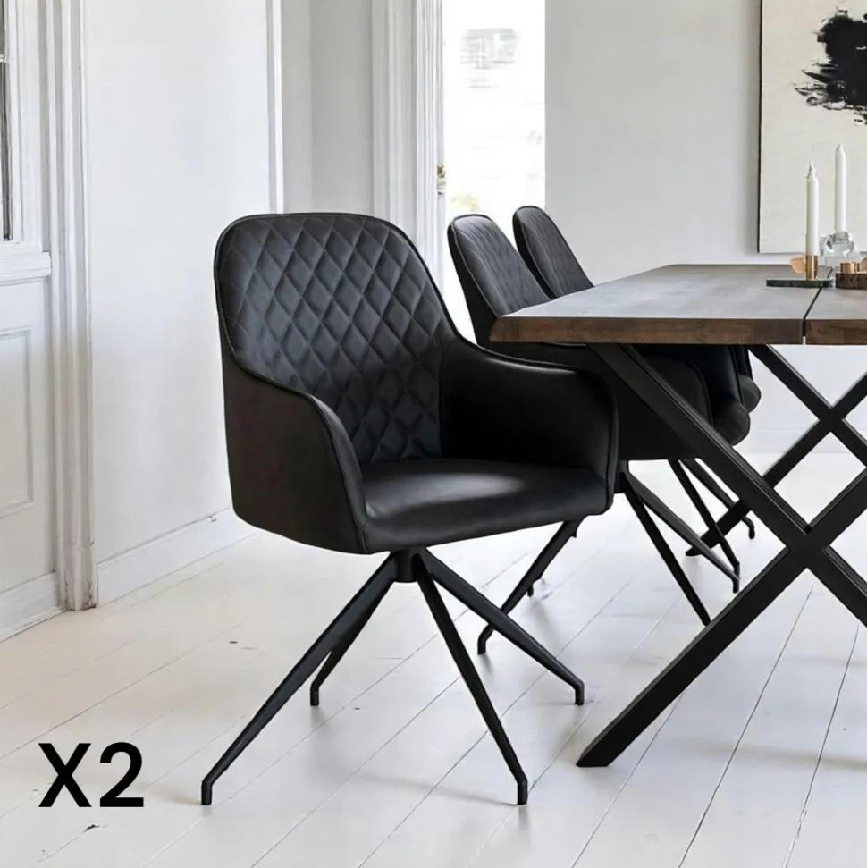 Chaise pivotante marron avec accoudoirs (lot de 2) SAVONE