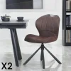 Chaise pivotante marron foncé avec dossier courbe, (lot de 2) LOMBARDIE