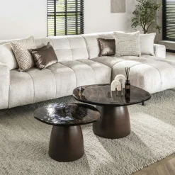 Chaise pivotante moderne en velours gris OKA (Lot de 2)