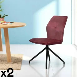 Chaise pivotante moutarde en velours patiné avec poignée (lot de 2) LOMBARDIE