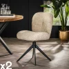 Chaise pivotante rembourrée en bouclette sable (lot de 2) GALWAY