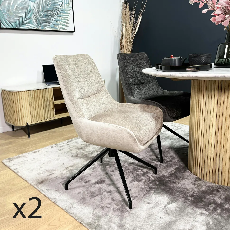 Chaise pivotante retro en velours bleu (lot de 2) PALERME