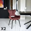 Chaise pivotante rose bi-matière, dossier en T (lot de 2) LOMBARDIE