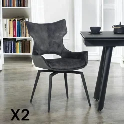 Chaise pivotante rose bi-matière, dossier en T (lot de 2) LOMBARDIE