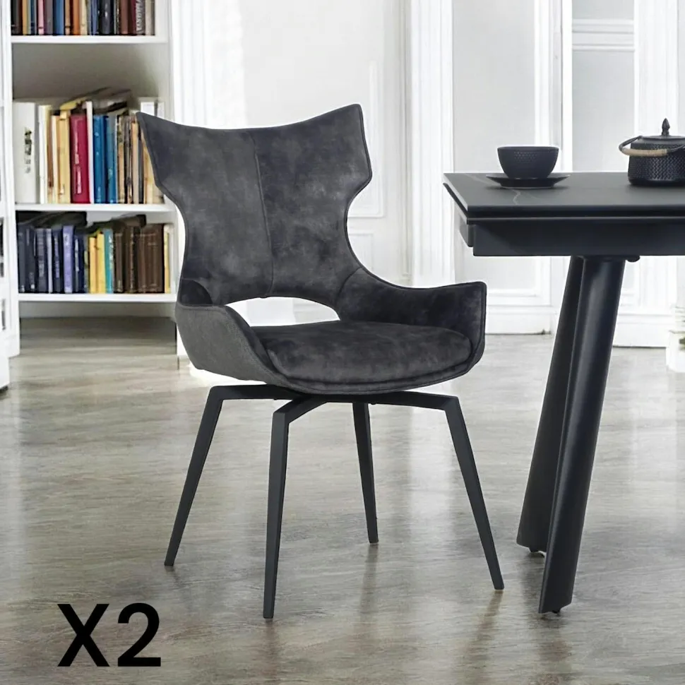 Chaise pivotante rose bi-matière, dossier en T (lot de 2) LOMBARDIE