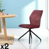 Chaise pivotante rose en velours patiné avec poignée (lot de 2) LOMBARDIE