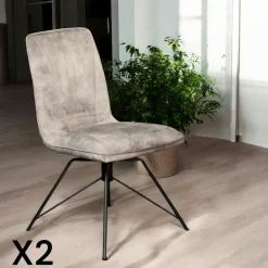Chaise pivotante velours doré (lot de 2) OKA