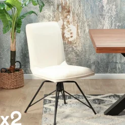 Chaise pivotante velours doré (lot de 2) OKA