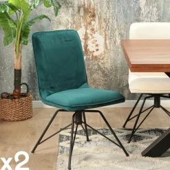 Chaise pivotante velours doré (lot de 2) OKA
