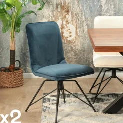 Chaise pivotante velours doré (lot de 2) OKA