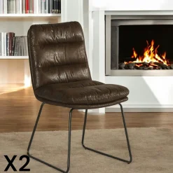 Chaise rembourrée grise EPIKA (lot de 2)