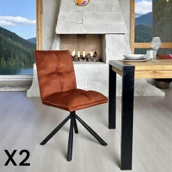Chaise rotative tissu anthracite (lot de 2) IENA