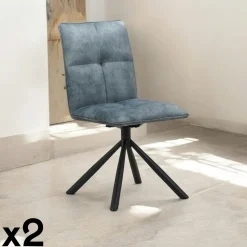 Chaise rotative tissu anthracite (lot de 2) IENA