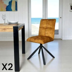 Chaise rotative tissu bleu pétrole (lot de 2) IENA